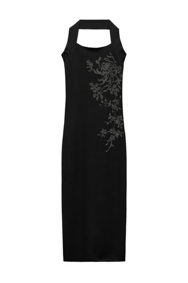 SPARKLY STRETCH KNIT HALTER DRESS