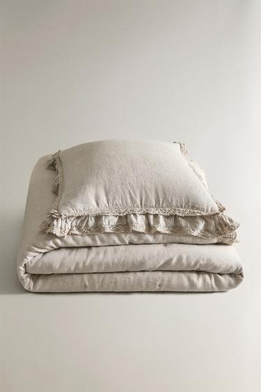 TRAPUNTA LINO MERLETTO - Beige chiaro di Zara