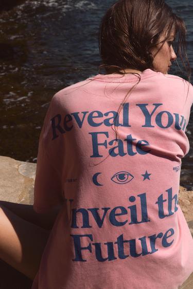 FADED-EFFECT TEXT T-SHIRT - Pink by Zara - Image 3