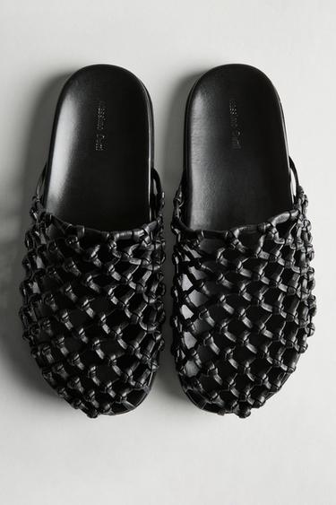 Zueco piel trenzada - Negro de Zara - Imagen 0