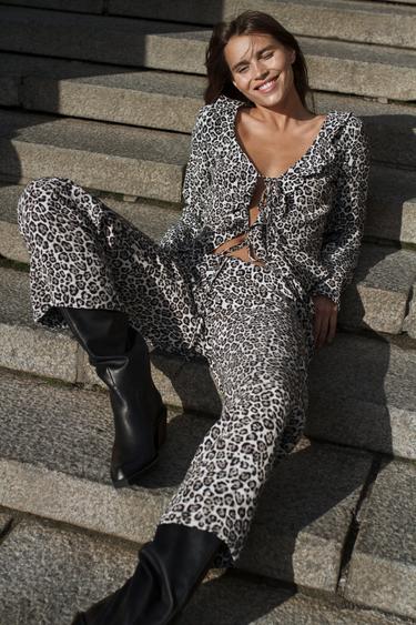 CHEMISE SATINÉE VOLANTS - Blanc / Noir de Zara - Image 0