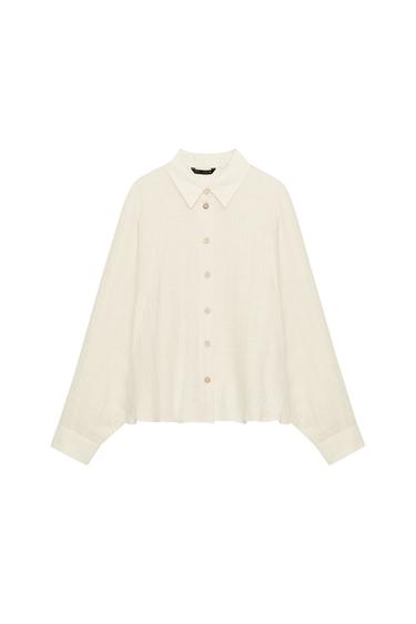 METALLIC THREAD CAPE SHIRT - Ecru by Zara