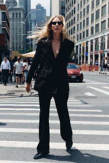 Zara OVERSIZED DOUBLE-BREASTED BLAZER - Black