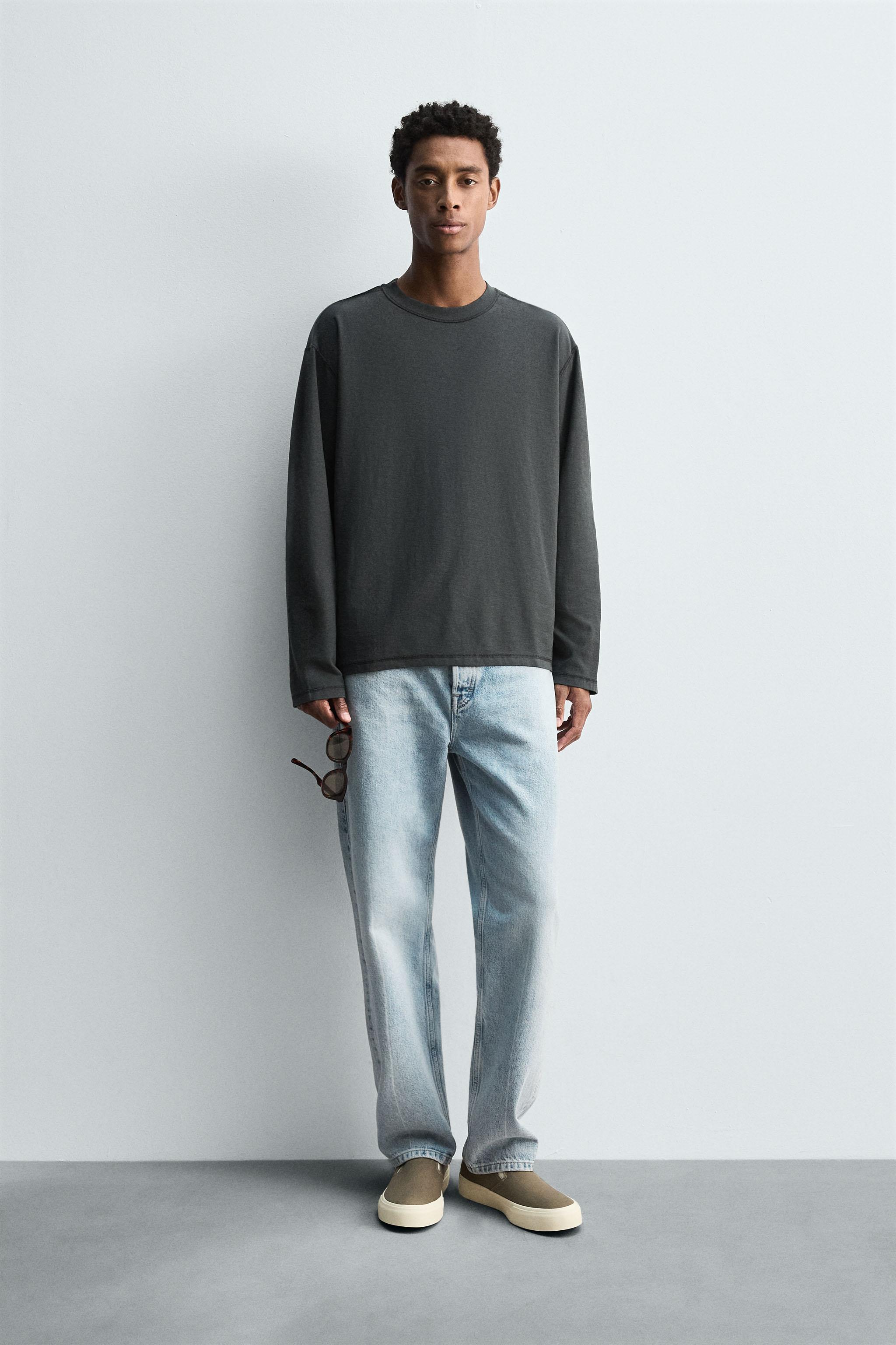 【ZARA】LGHT TSHRT 14 リラックスフィットTシャツ 6085/906/250 REVERSE EFFECT T-SHIRT - Anthracite grey | ZARA United States