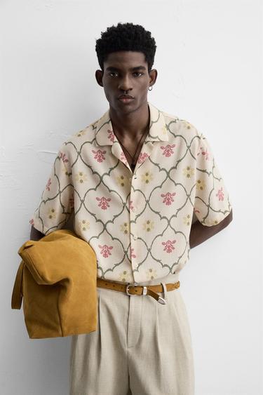 CHEMISE À IMPRIMÉ LOSANGES - Beige de Zara - Image 5