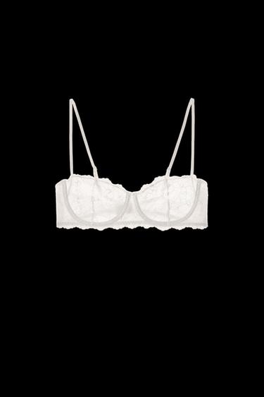 UNDERWIRED LACE BRA - Oyster-white by Zara - Image 0