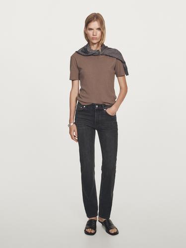 Zara Mid-rise straight-leg jeans - Black