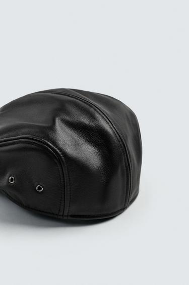 BÉRET EN CUIR - Noir de Zara - Image 4