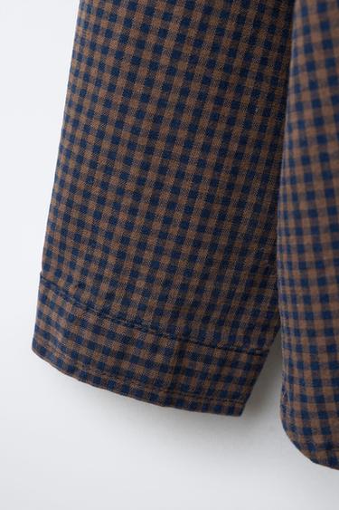 GINGHAM CHECK SHIRT - Brown-Blue by Zara - Image 3