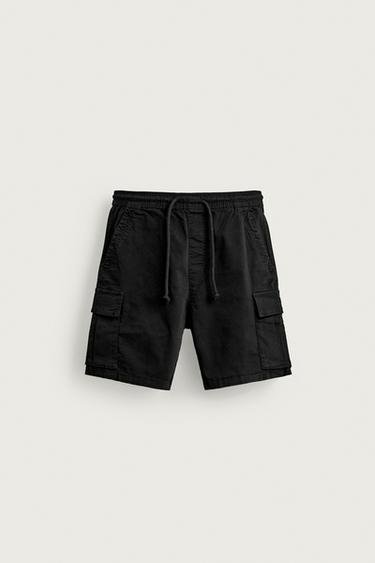 BERMUDA CARGO RELAXED FIT LAVADO - Negro de Zara