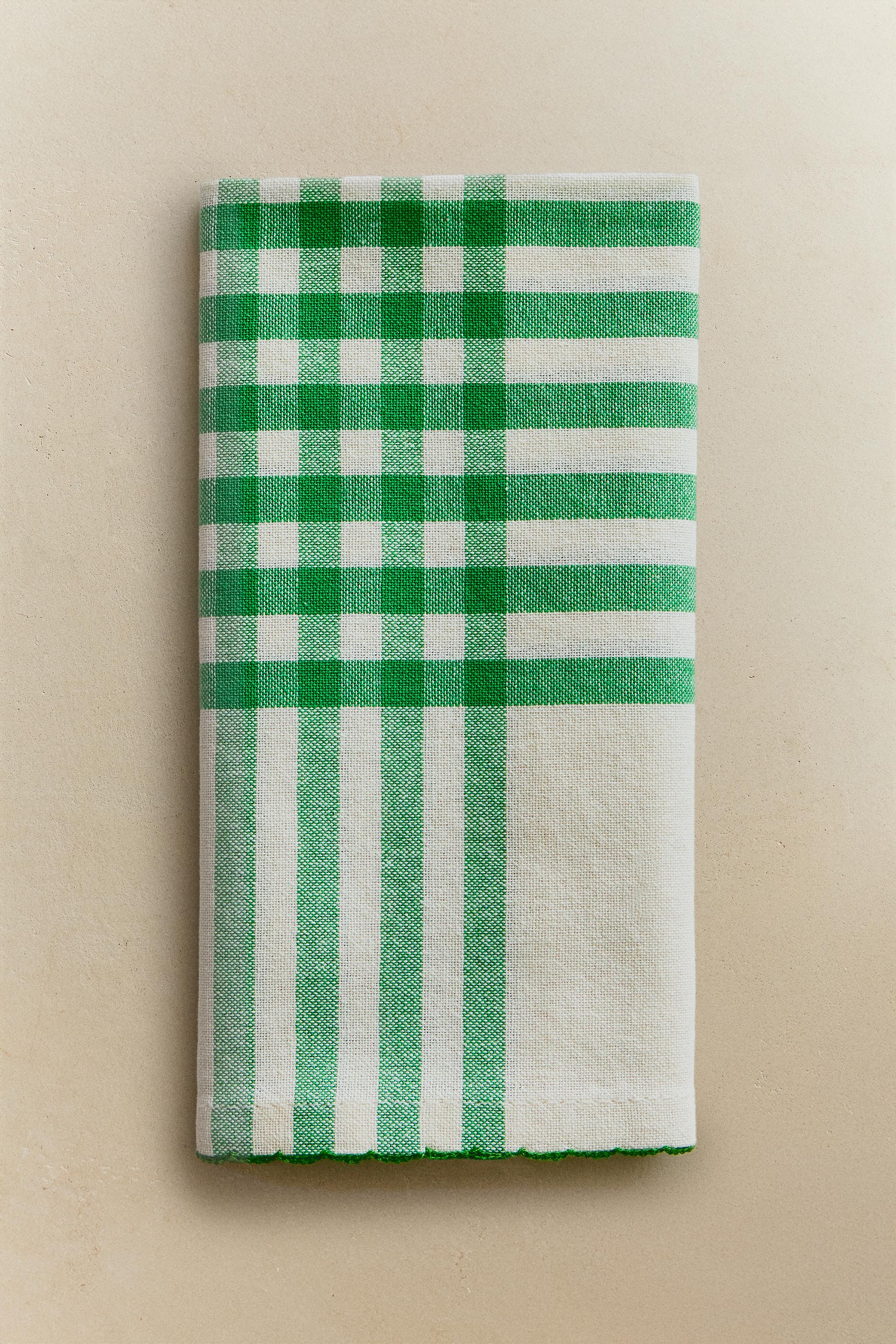 LOT DE SERVIETTES DE TABLE COTON FIL TEINTÉ CARREAUX (LOT DE 2)