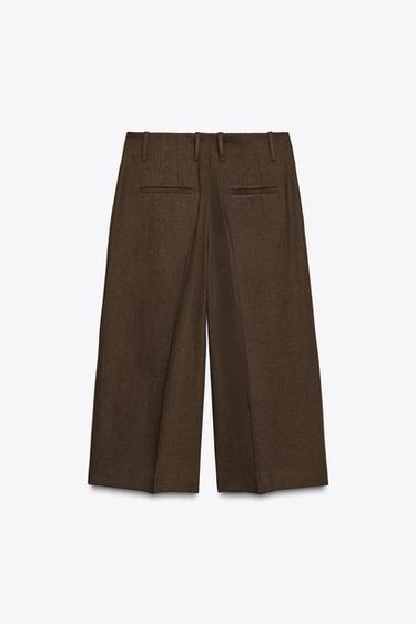 BERMUDA LONG MÉLANGE LIN ZW COLLECTION - Chocolat de Zara - Image 6
