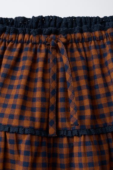 JUPE-SHORT À CARREAUX - Rouge orangé de Zara - Image 2