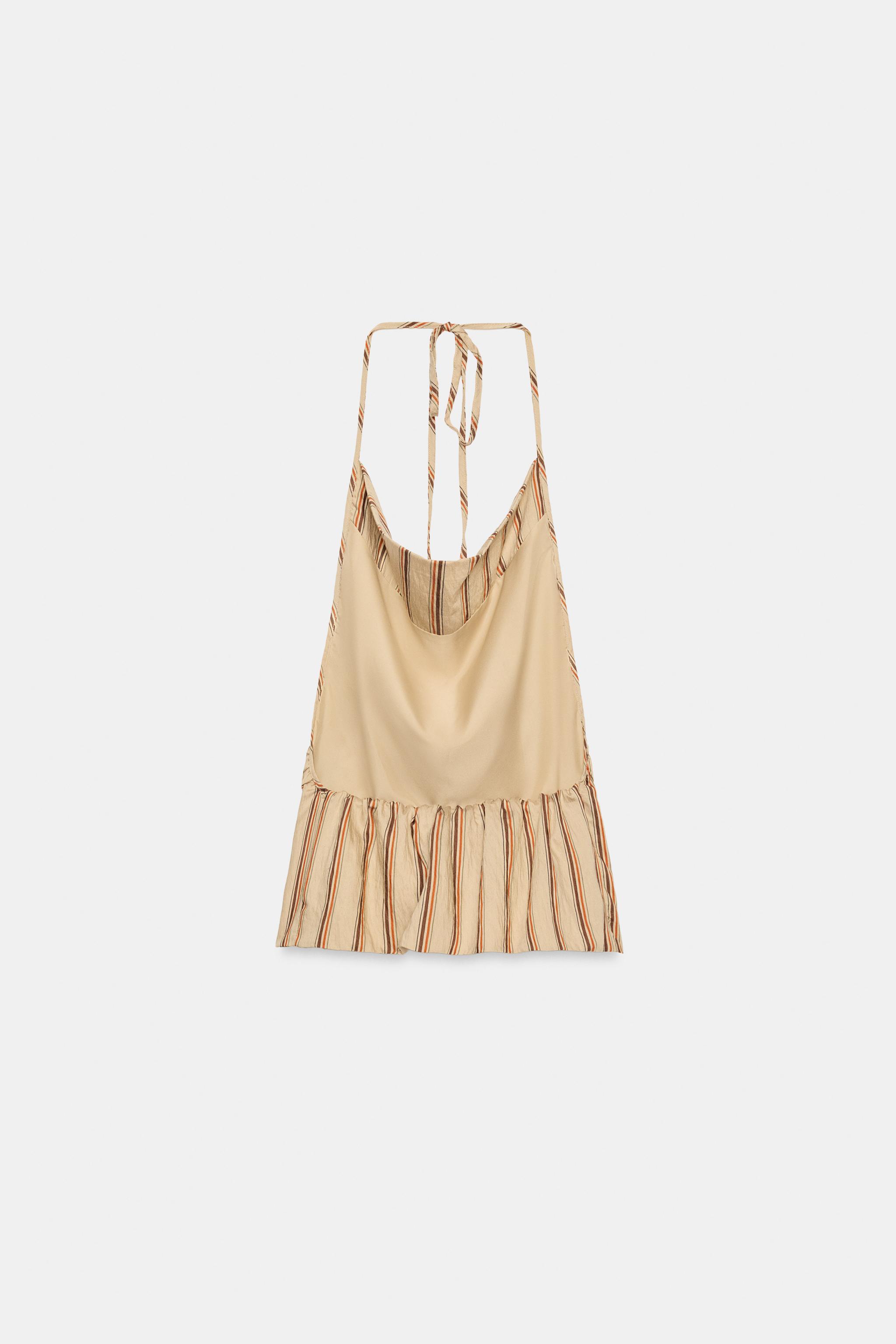 FLOWY STRIPED HALTER TOP