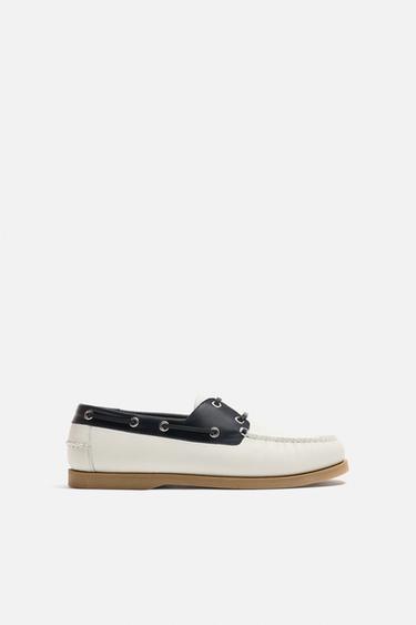 Zara LIMITED EDITION LEATHER BOAT SHOES - Multi-color