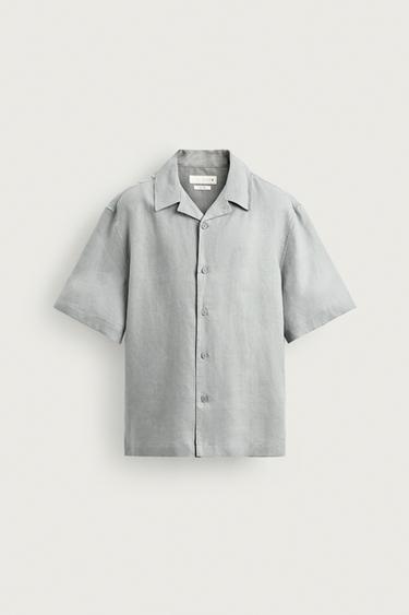 RELAXED FIT 100% LINEN SHIRT - Light grey by Zara