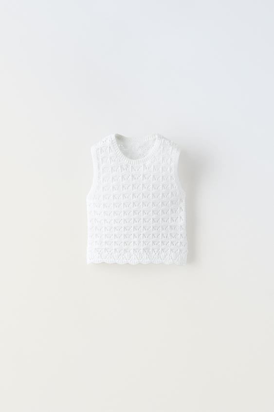 CROCHET KNIT TOP - Oyster-white | ZARA Cambodia