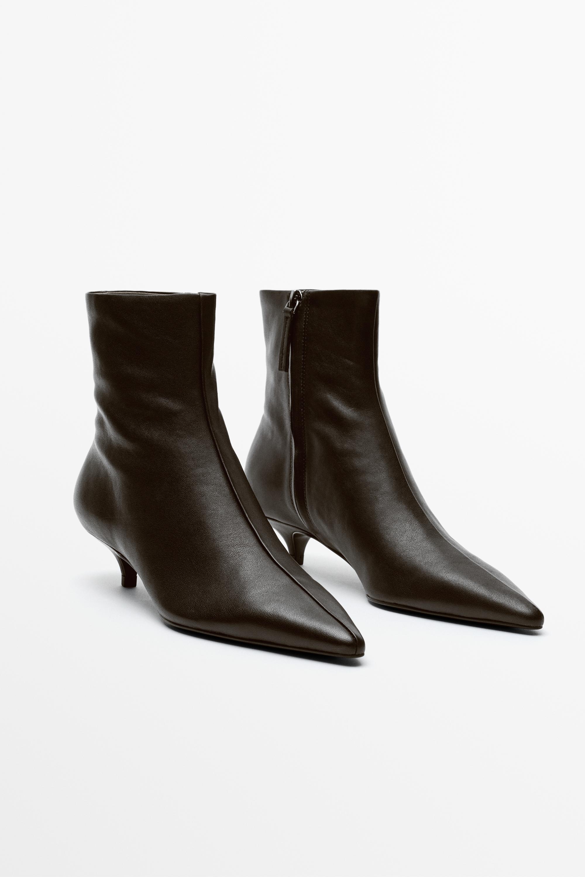 Low heel leather ankle boot