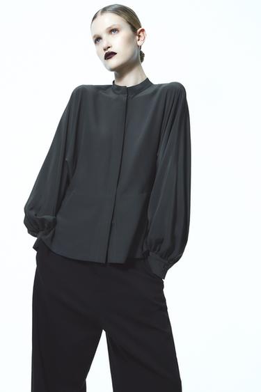CAMISA SEDA 100% ZW COLLECTION - Gris antracita de Zara