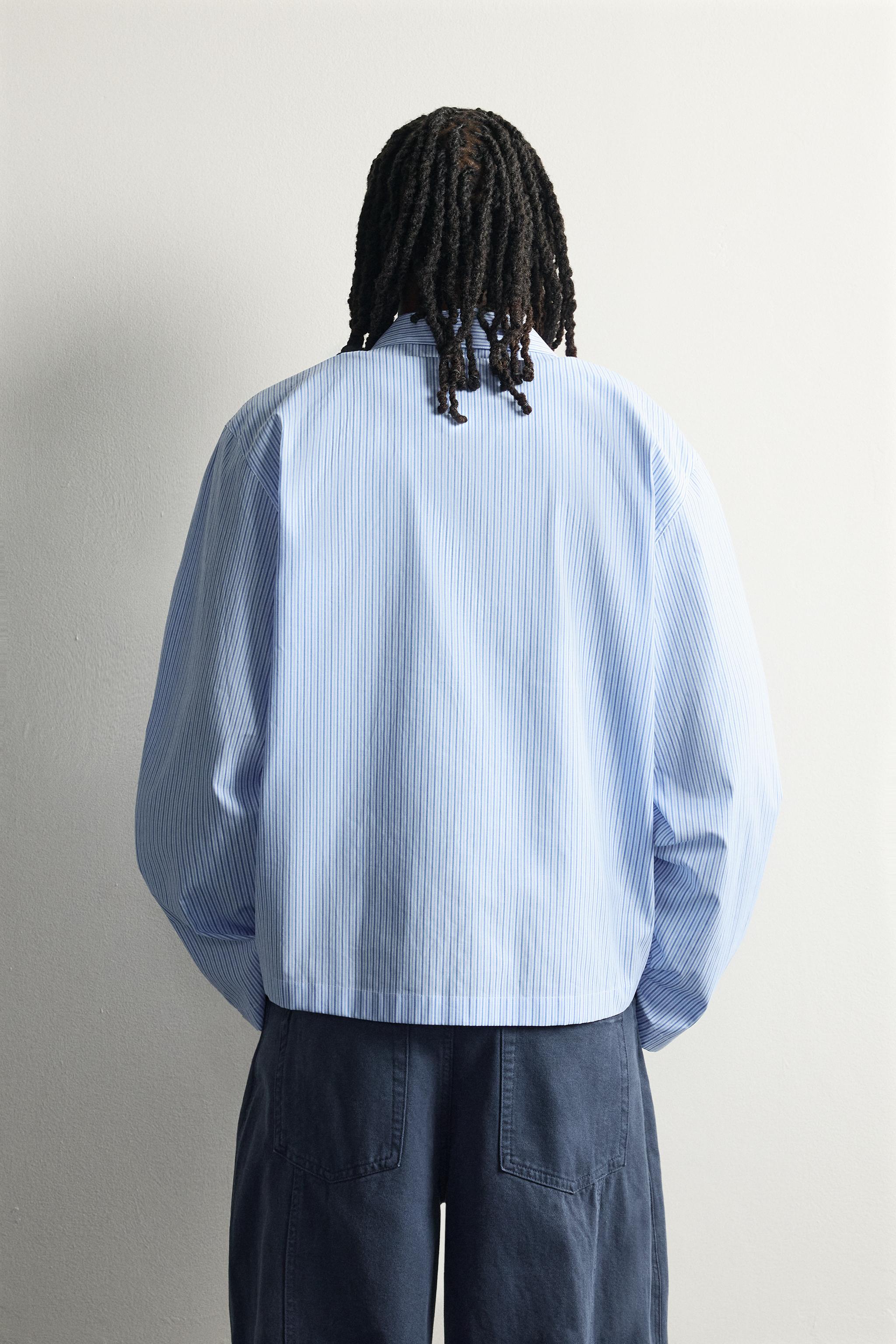 Zara ÇİZGİLİ YAZI BASKILI RELAXED FIT GÖMLEK görsel 3