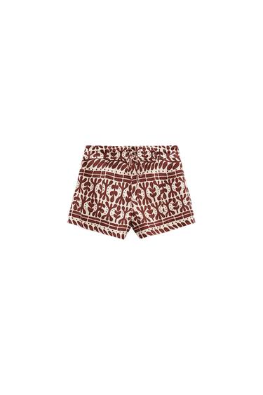 PRINTED LINEN BLEND SHORTS