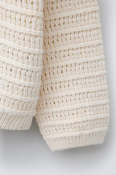 PULL EN MAILLE AJOURÉE - Écru de Zara - Image 3