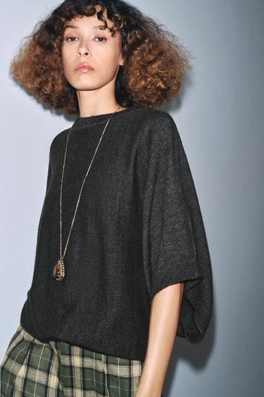 WIDE SLEEVE KNIT JUMPER - Grey by Zara