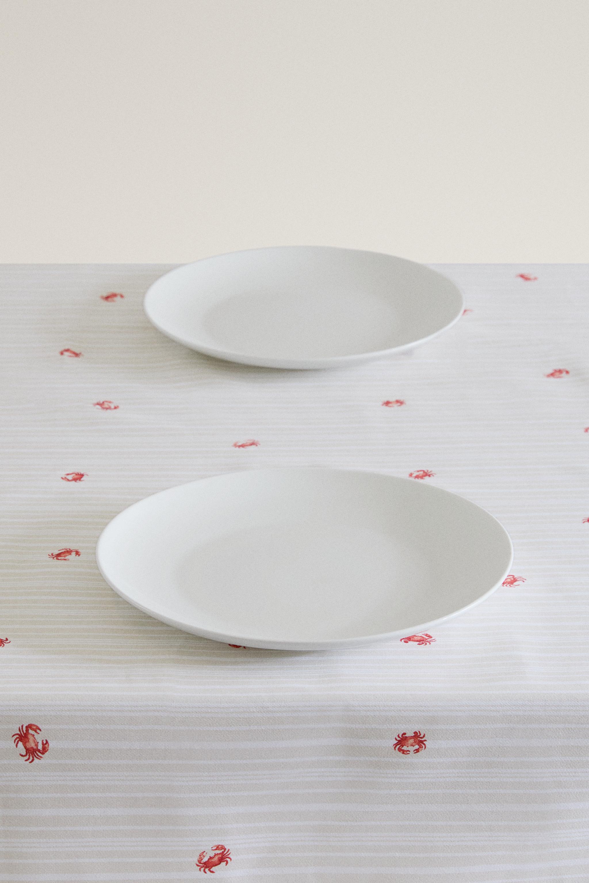 CRAB PRINT RESIN-COATED COTTON TABLECLOTH
