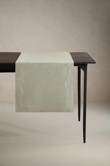 SATEEN TABLE RUNNER WITH TRIM - Greenish by Zara - Image 0
