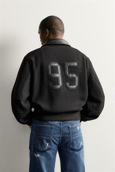 COMBINED LEATHER EFFECT CROPPED FIT JACKET - Black by Zara