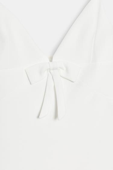 MINI DRESS WITH BOW - Ecru by Zara - Image 3