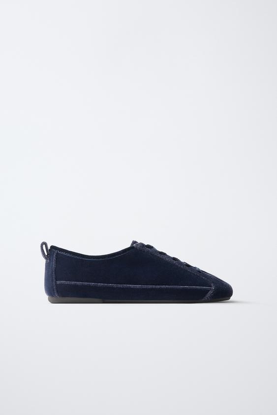 Zara VELVET SNEAKERS - Blue - Image 0