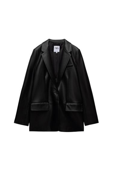 FAUX LEATHER BLAZER