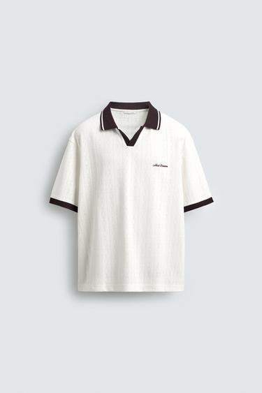 POLO JACQUARD VERTICAL BORDADO - Granate de Zara