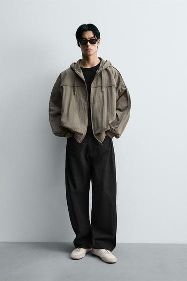 ÁO KHOÁC VẢI KỸ THUẬT DÁNG RELAXED FIT - Kaki từ Zara