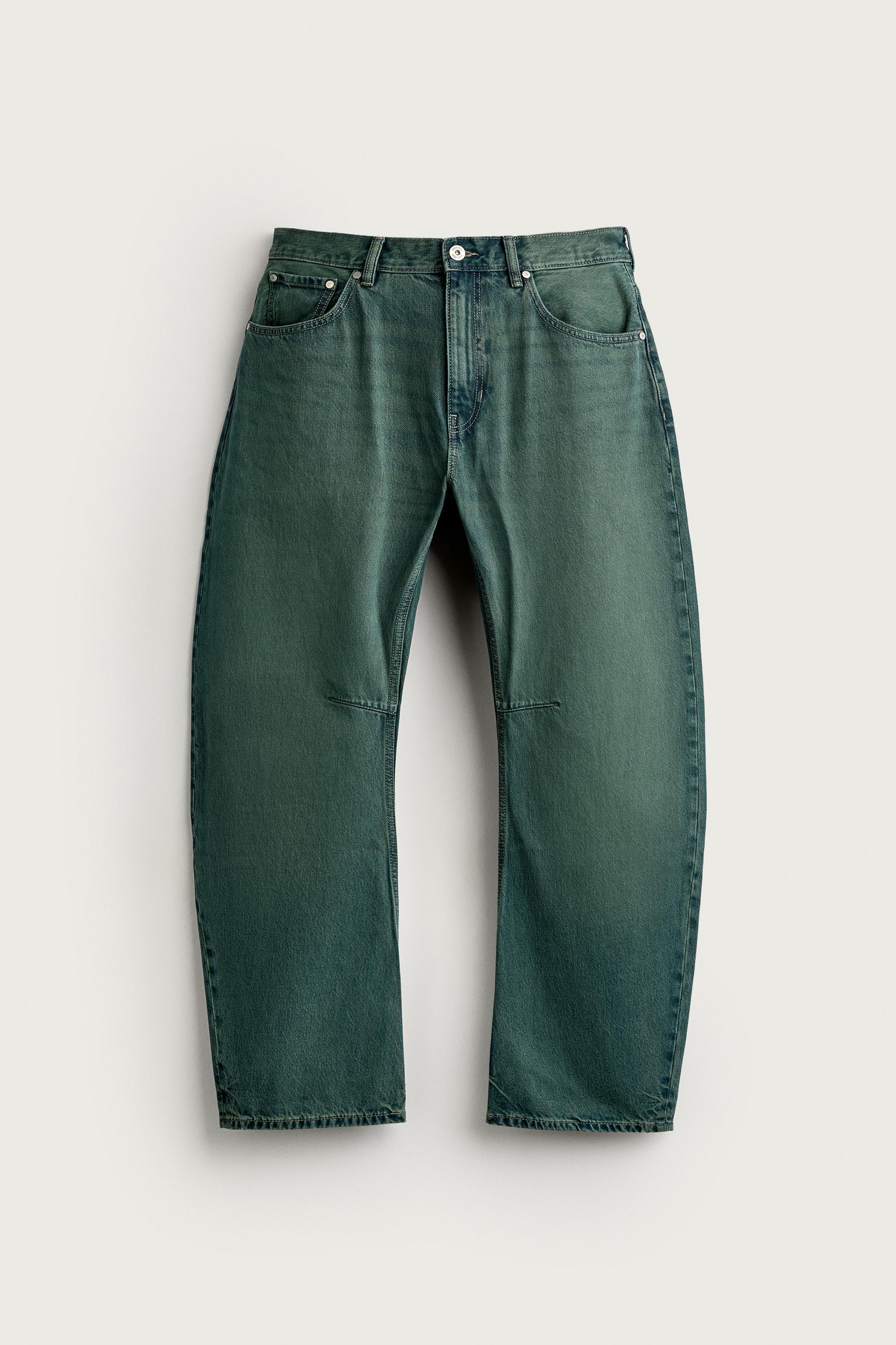 STRAIGHT BARREL FIT JEANS — Green