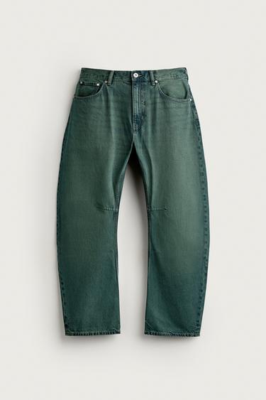 STRAIGHT BARREL FIT JEANS - Green by Zara