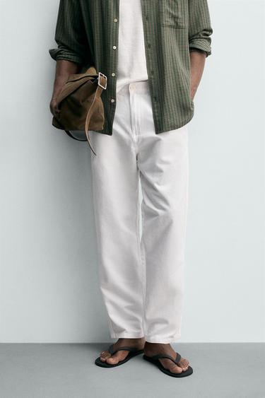 PANTALON FLUIDE STRAIGHT FIT - Blanc de Zara