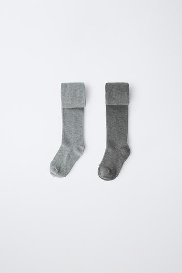 TWO-PACK OF PLAIN TIGHTS - Grey marl by Zara