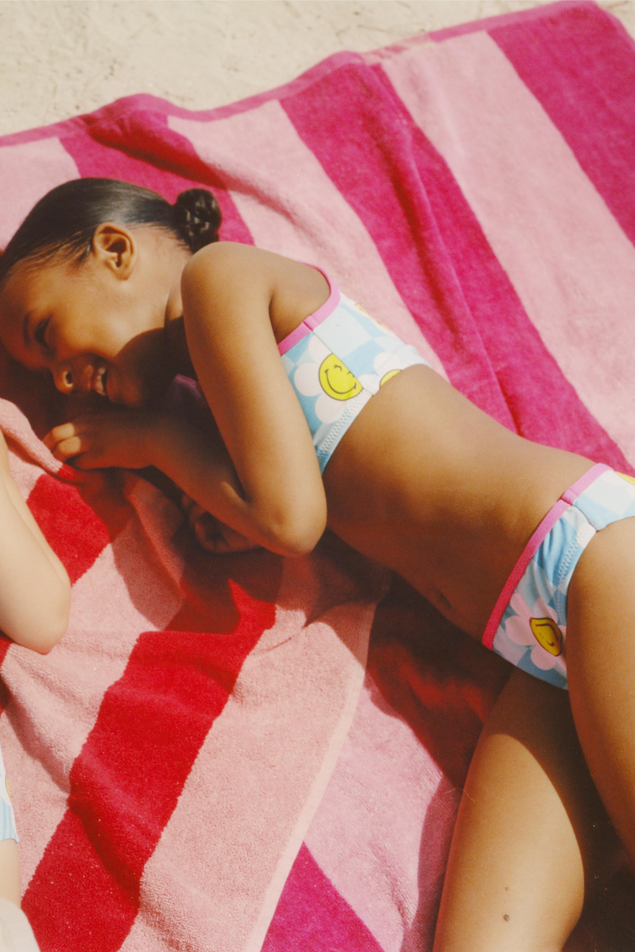 AGES 6-14 / CHECKERED SMILEYWORLD® BIKINI — Turquoise