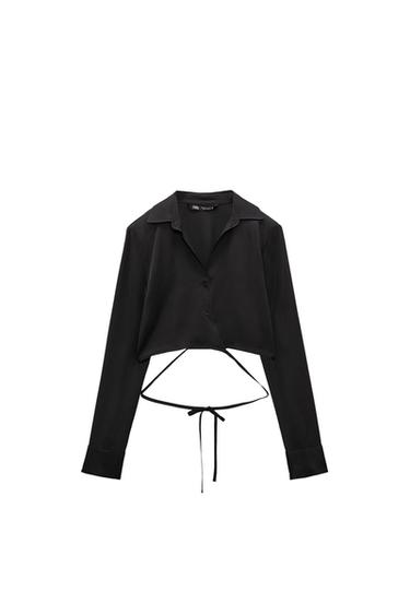CROPPED SATINY SHIRT