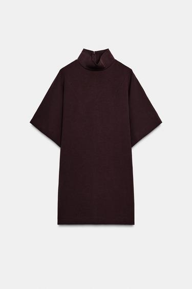 INTERLOCK MINI DRESS - Wine by Zara