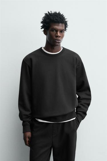 SUDADERA CUELLO REDONDO BÁSICA - Negro de Zara
