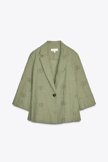 BLAZER BORDADOS PERFORADOS - Khaki de Zara