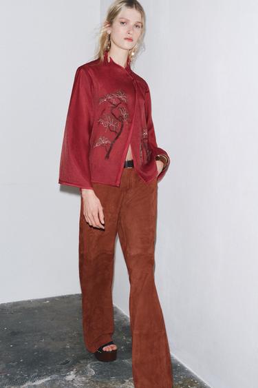 EMBROIDERED BEADED GAUZE KIMONO - Reddish by Zara - Image 1