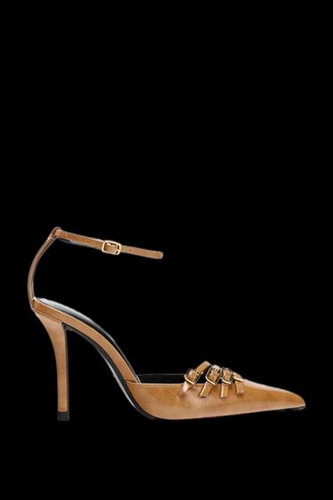 Zara BUCKLED HEELS - taupe brown - Image 0