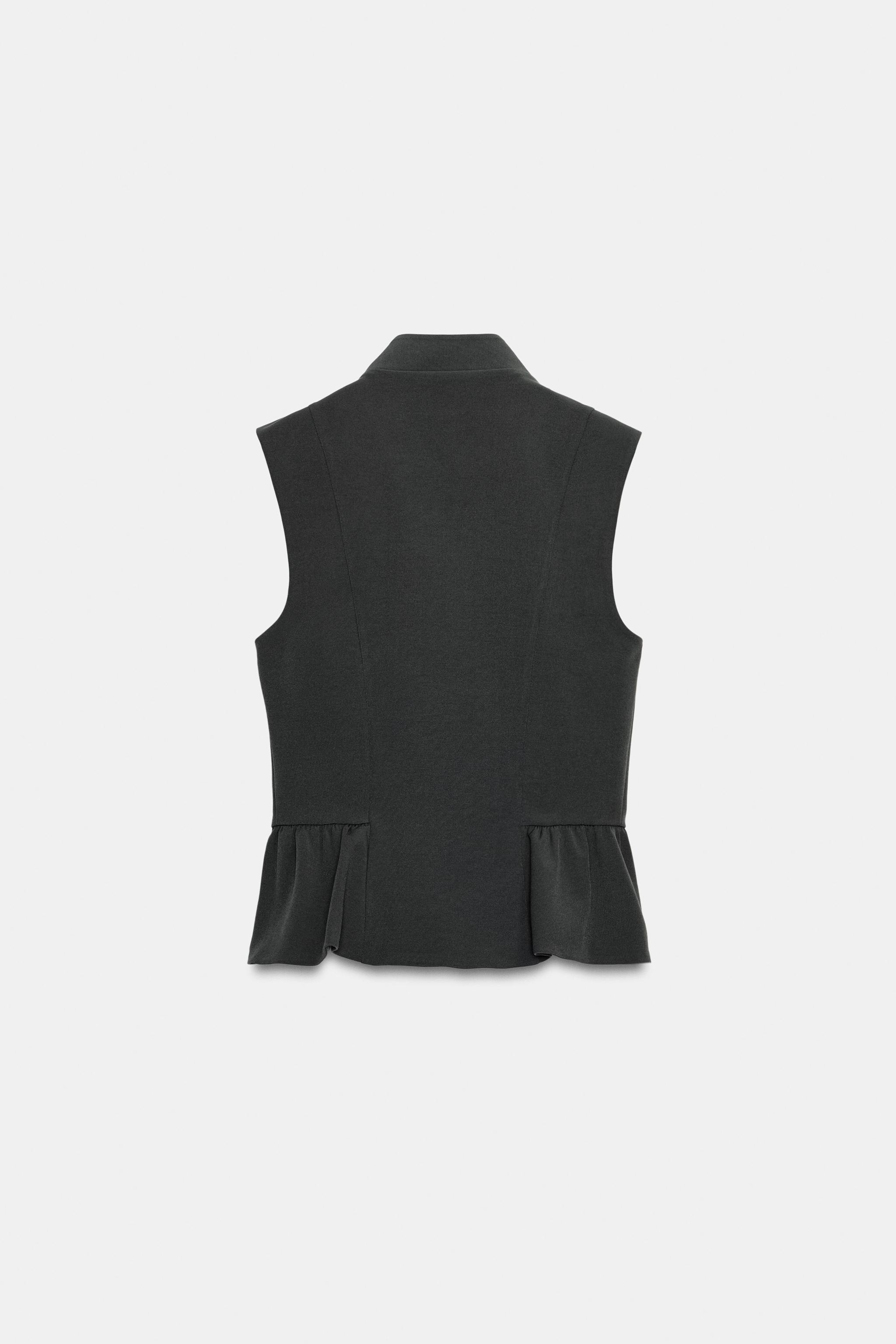 Zara PEPLUM DETAYLI DÜĞMELİ YELEK ÜST görsel 6