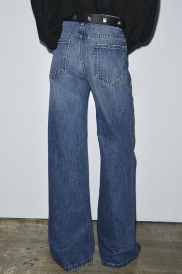 JEAN ZW COLLECTION FLARE TAILLE BASSE PLIS - Bleu de Zara