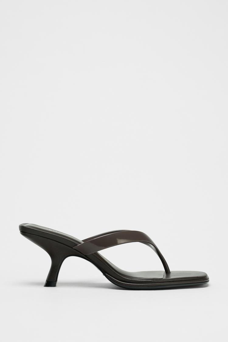 ASYMMETRIC HEELED SANDALS - Khaki Green by Zara - Image 1