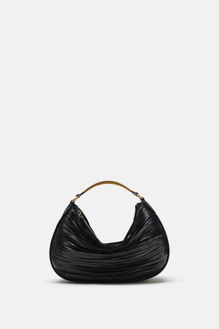 METAL HANDLE HANDBAG — Black